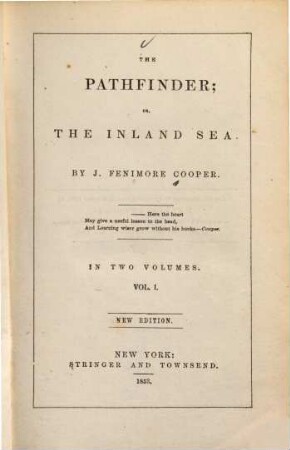 The Pathfinder, or the inland sea : in 2 volumes