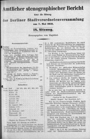 Sitzung 18, 7. Mai 1931