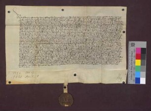 Bürgermeister und Rat zu Freiburg stellen ein Vidimus der Urkunde vom 17. Oktober 1394 aus bezüglich der Verpfändung von Kirchzarten und Föhrental etc.
