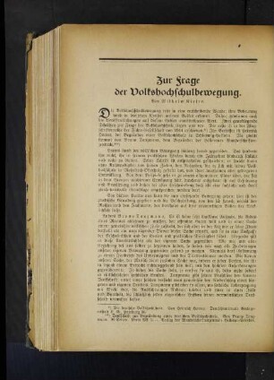 Zur Frage der Volkshochschulbewegung. Von Wilhelm Kiefer.