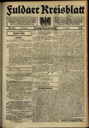 Zweite Ausgabe vom Dienstag, den 29. November 1910.