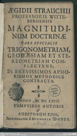 Magnitudinum doctrina pars specialis