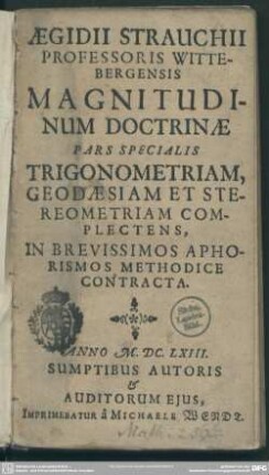 Magnitudinum doctrina pars specialis