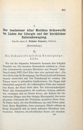 371-382 Der Isenheimer Altar Matthias Grünewalds im Lichte der Liturgie und der kirchlichen Reformbewegung