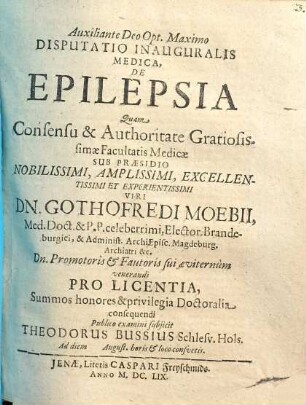 Disputatio Inauguralis Medica, De Epilepsia