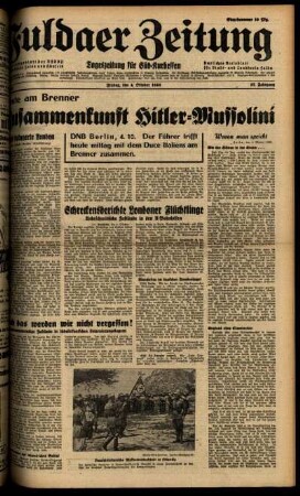 Ausgabe vom Freitag, den 04. Oktober 1940.