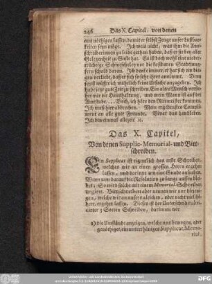 Das X. Capitel, Von denen Supplic- Memorial- und Bittschreiben.