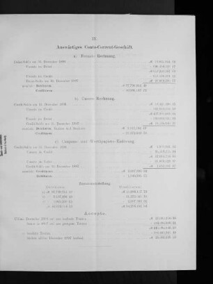 IX. Auswärtiges Conto-Corrent-Geschäft.