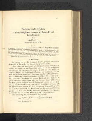 Photochemische Studien. V. Lichtabsorptionsmessungen an Farbstoff- und Bromlösungen.