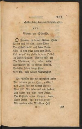 XXV. Gleim an Schmidt