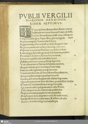 Publii Vergilii Maronis Aeneidos. Liber Septimus
