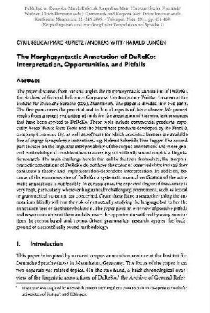 The Morphosyntactic Annotation of DeReKo: Interpretation, Opportunities, and Pitfalls