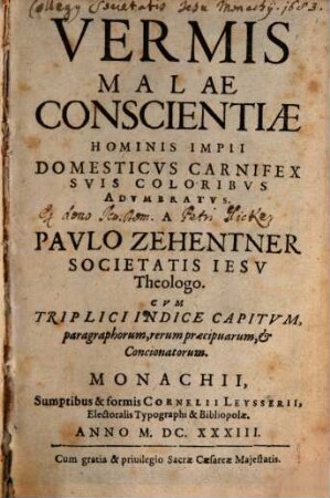 Vermis Malae Conscientiae Hominis Impii Domesticvs Carnifex Svis Coloribvs Advmbratvs