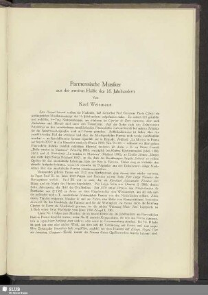 Parmensische Musiker aus der zweiten Hälfte des 16. Jahrhunderts