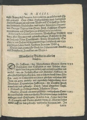 Mancherley Bücher in allerley Künsten.