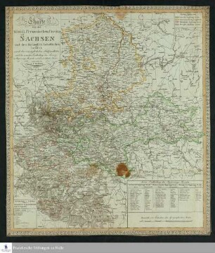 Charte von der Königl. Preussischen Provinz Sachsen und den Herzoglich Anhaltischen Laendern