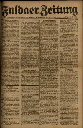 Erste Ausgabe vom Samstag, den 08. November 1919.