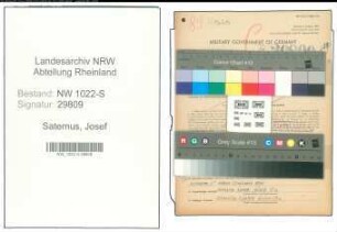 Entnazifizierung Josef Saternus , geb. 27.01.1905 (Arbeiter)