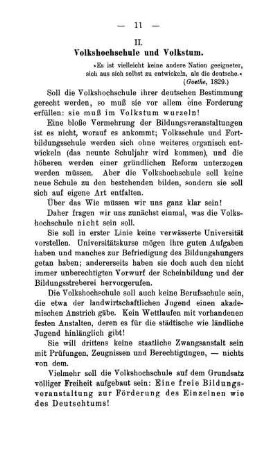 II. Volkshochschule und Volkstum.