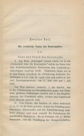 Zweiter Teil. Die rechtliche Natur der Rentengüter.