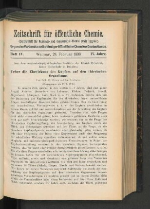 Heft IV. Weimar, 24. Februar 1898.