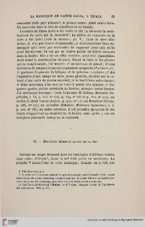 VI. Mosaïque décorant le sol de la nef
