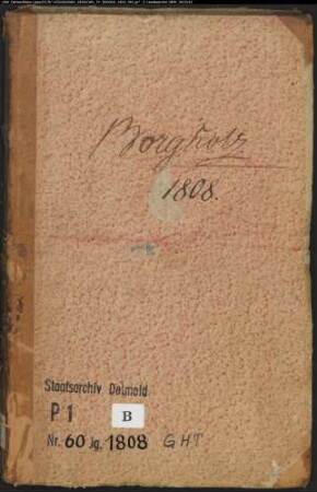 Zivilstandsregister der katholischen Gemeinde Borgentreich, Kreis Warburg (GHT 1808). (Gemeinde: Katholische Gemeinde Borgentreich, Kreis Warburg)