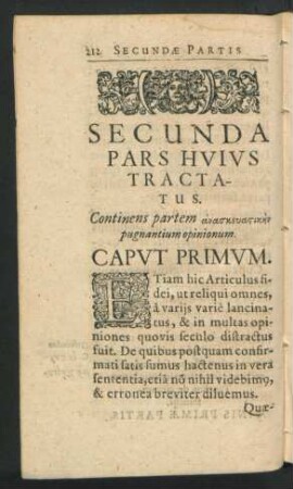 Secunda Pars Huius Tractatus.