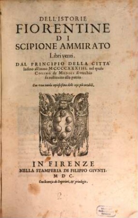 Dell'istorie Fiorentine : lib. XX.