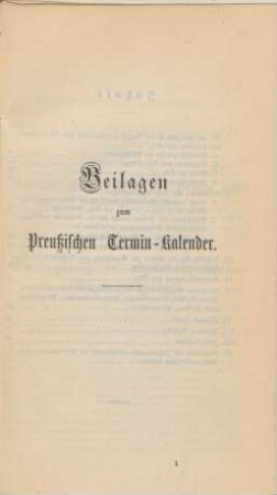Beilagen zum Preußischen Termin-Kalender