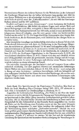 Maak, Karin :: Die Speicherstadt im Hamburger Freihafen, eine Stadt an Stelle der Stadt, (Arbeitshefte zur Denkmalpflege in Hamburg, 7) : Hamburg, Christians, 1985