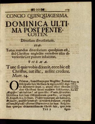Concio Quinquagesima. Dominica Ultima Post Pentecosten.