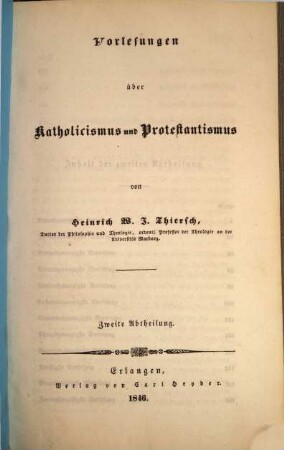 Vorlesungen über Katholicismus und Protestantismus, 2