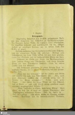 1. Kapitel. Kriegsnot