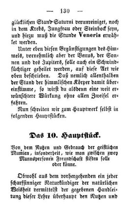 Das 10. Hauptstück. Von dem Nutzen und Gebrauch der geistlichen Mumien, insonderheit, wie man zwischen zwey Mannspersonen Freundschaft stiften solle oder könne