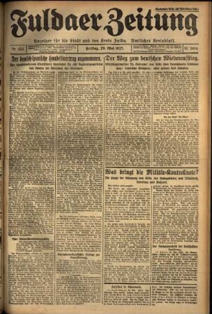 Ausgabe vom Freitag, den 29. Mai 1925.