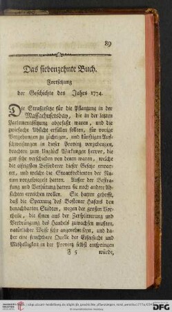 Das siebenzehnte Buch: Fortsetzung der Geschichte des Jahrs 1774