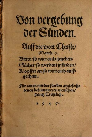 Von Vergebung der Sünden