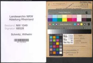 Entnazifizierung Wilhelm Schmitz , geb. 15.09.1889 (Beamter)