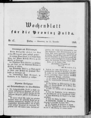 Nr. 47, Ausgabe vom 21. November 1846