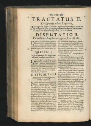 Tractatus II. De Operationibus Angelicis.