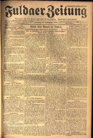 Erste Ausgabe vom Sonntag, den 19. September 1926.