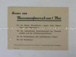 Flugblatt der SED mit einem Aufruf zum 1. Mai