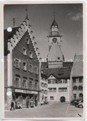 Überlingen, Hofstatt, Rathaus und Münsterturm