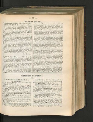 Literatur-Bericht und Koloniale Literatur. III