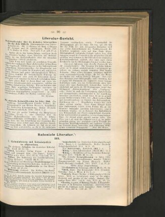 Literatur-Bericht und Koloniale Literatur. III