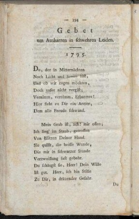 Gebet um Ausharren in schwehren Leiden.