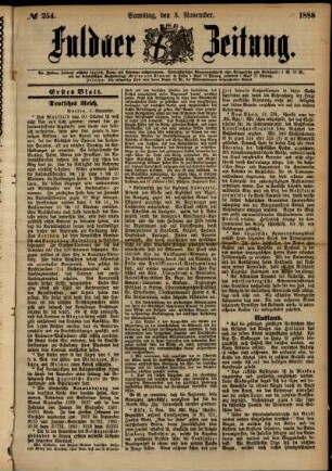 Erste Ausgabe vom Samstag, den 03. November 1888.