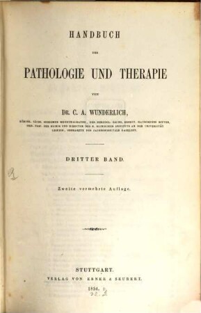 Handbuch der Pathologie und Therapie. 3,1