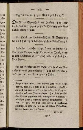 Agronomische Miszellen